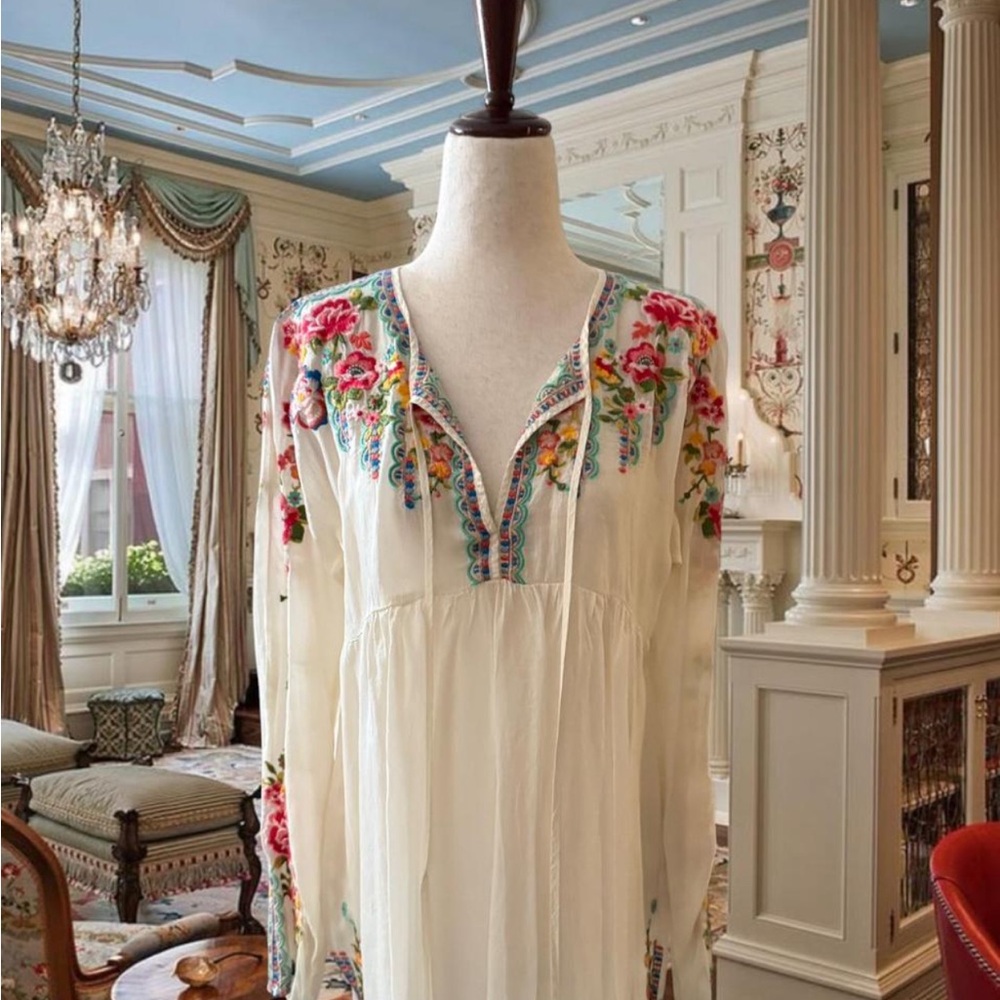 NWT Johnny Was Floral Embroidered Dress Small